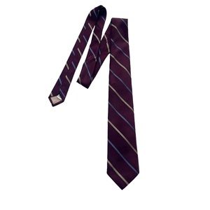 Envoy Men’s Maroon Background With Blue Gold Stripes Polyester and Silk Neck Tie